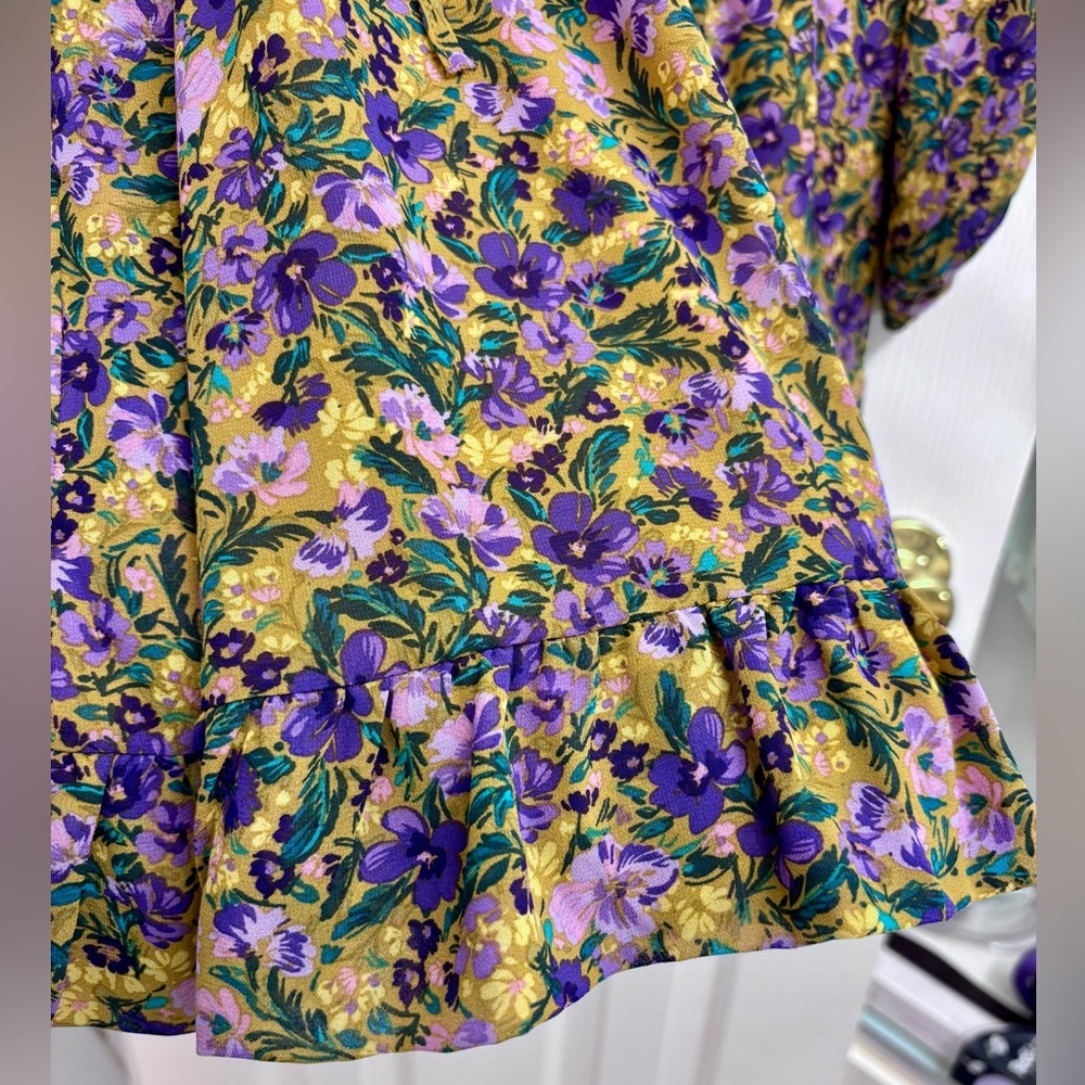 Lost + Wander Mauve Medley Purple Floral Mini Dress (Long Sleeve) - SIZE M - Picture 9 of 15